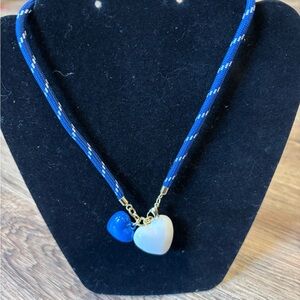 Blue and White Heart Pendant Necklace